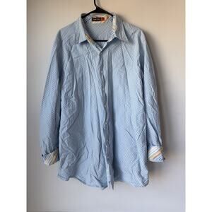 Nyne Shirt Mens XLT Blue Flip Cuff Long Sleeve Button Up Cotton